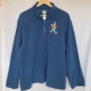 Vintage Disney Goofy Quarter Zip Pullover Fleece Sweatshirt Unisex Size XL